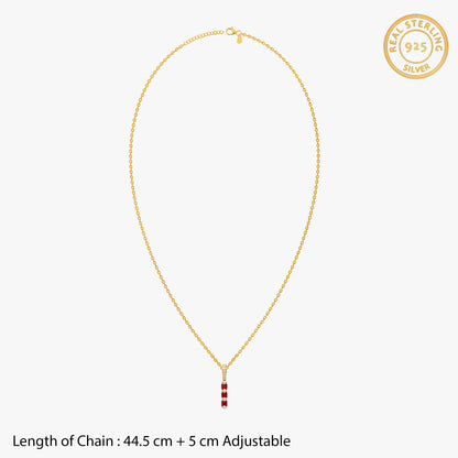 Golden Ruby Bar Pendant With Link Chain