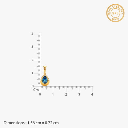Golden Blue Tear Pendant With Link Chain