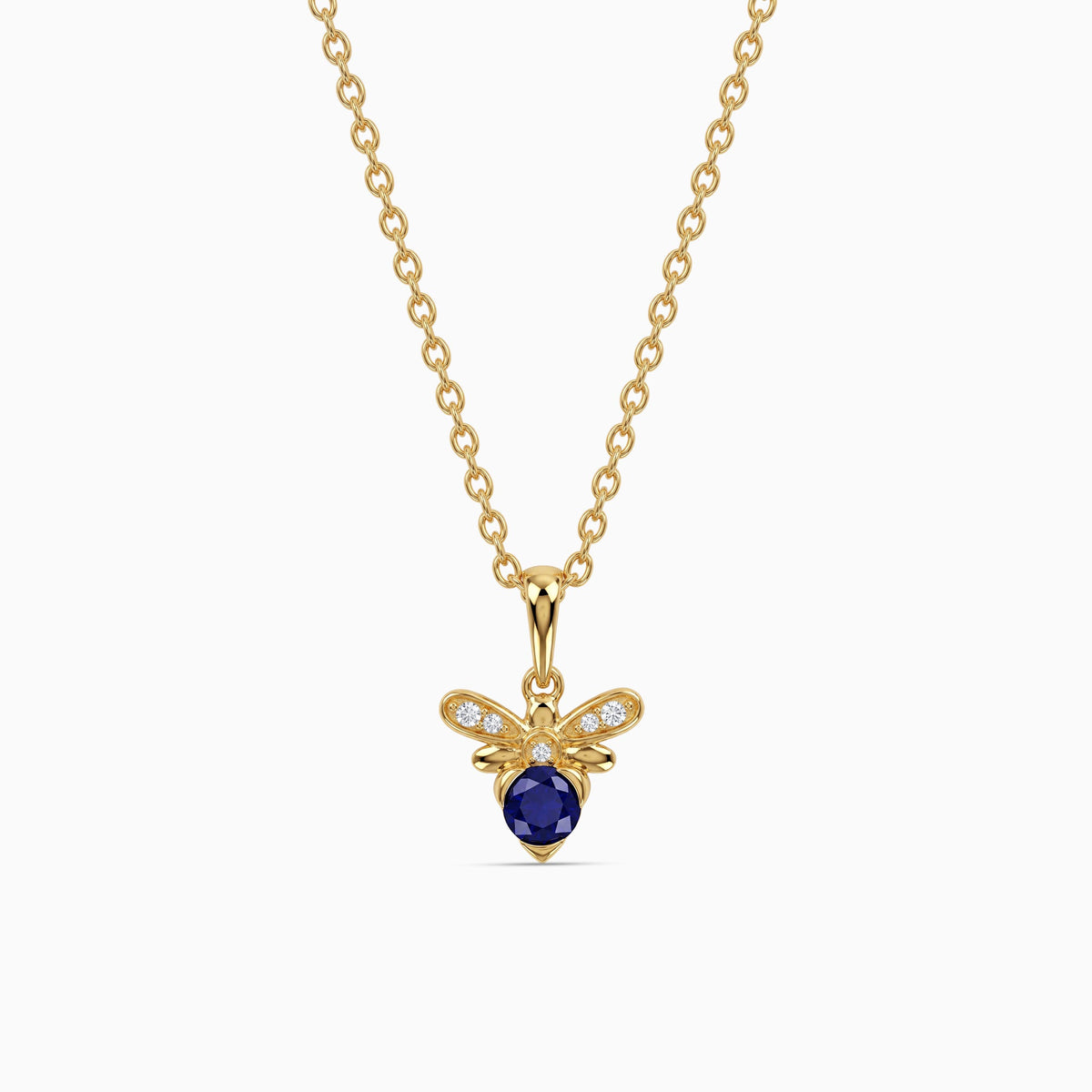 Golden Bee Blue Stone Pendant With Link Chain