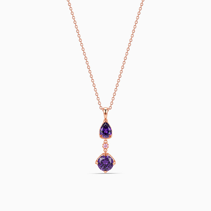 Rose Gold Violet Cascade Pendant With Link Chain