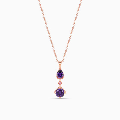 Rose Gold Violet Cascade Pendant With Link Chain