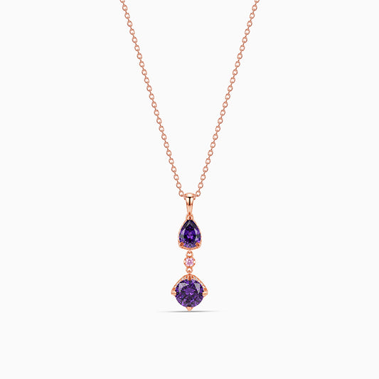 Rose Gold Violet Cascade Pendant With Link Chain