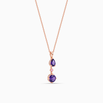 Rose Gold Violet Cascade Pendant With Link Chain