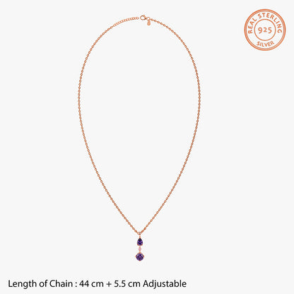 Rose Gold Violet Cascade Pendant With Link Chain