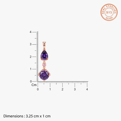 Rose Gold Violet Cascade Pendant With Link Chain