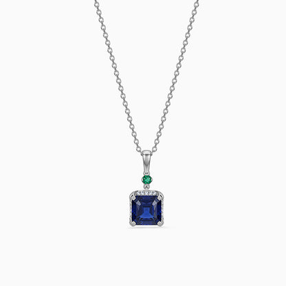 Silver Sapphirus Pendant With Link Chain