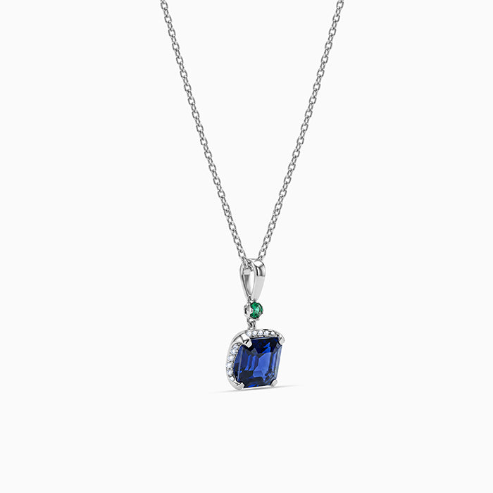 Silver Sapphirus Pendant With Link Chain