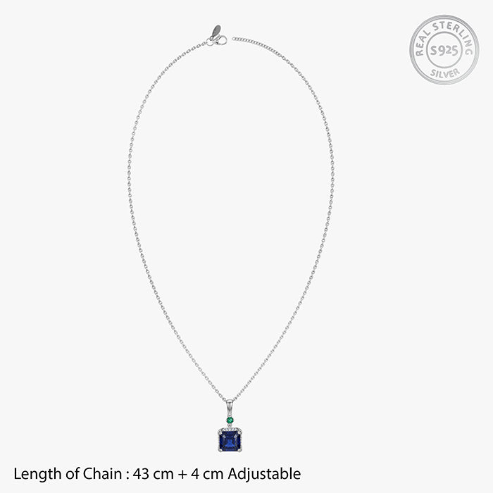 Silver Sapphirus Pendant With Link Chain