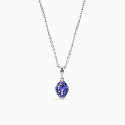Silver Sapphire Glow Pendant With Link Chain