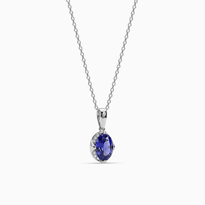Silver Sapphire Glow Pendant With Link Chain