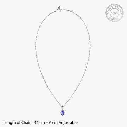 Silver Sapphire Glow Pendant With Link Chain