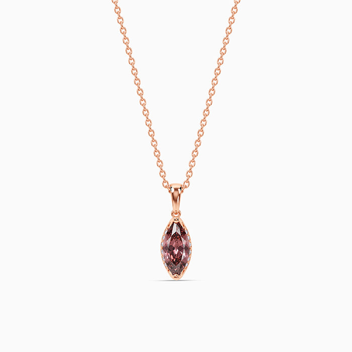 Rose Gold Marquise Grace Pendant With Link Chain