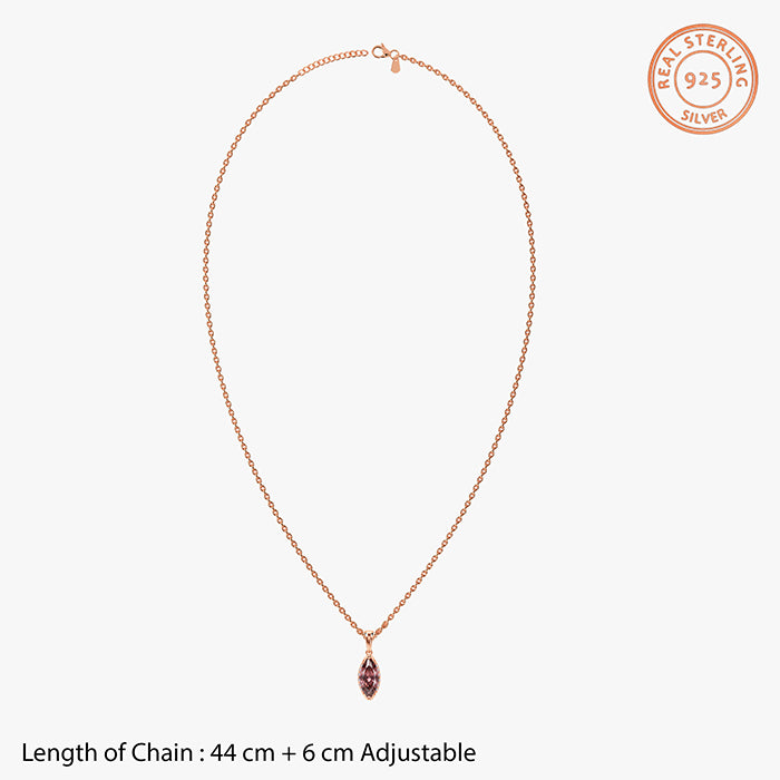Rose Gold Marquise Grace Pendant With Link Chain