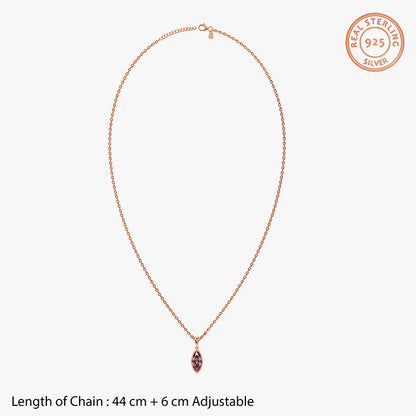 Rose Gold Marquise Grace Pendant With Link Chain