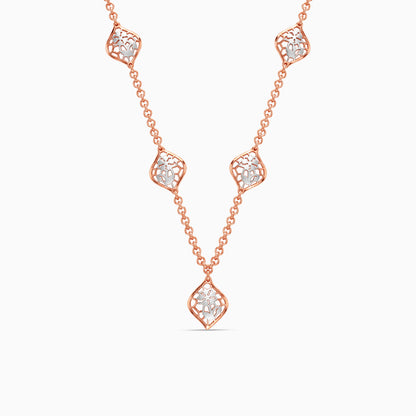 Dual Tone Petal Frame Silver Necklace