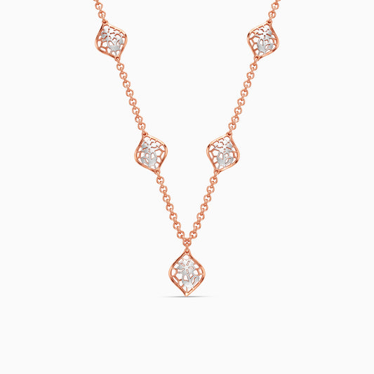 Dual Tone Petal Frame Silver Necklace