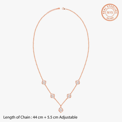 Dual Tone Petal Frame Silver Necklace