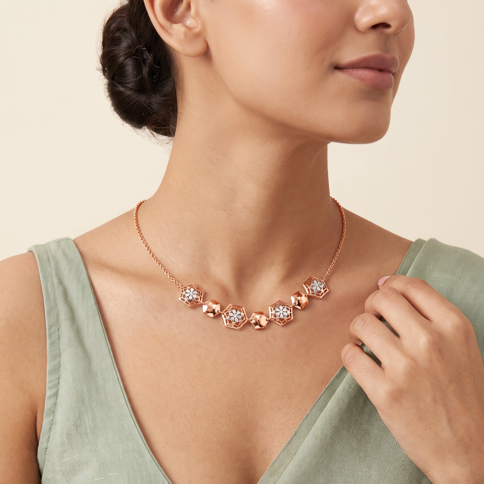 Dual Tone Dione Silver Necklace