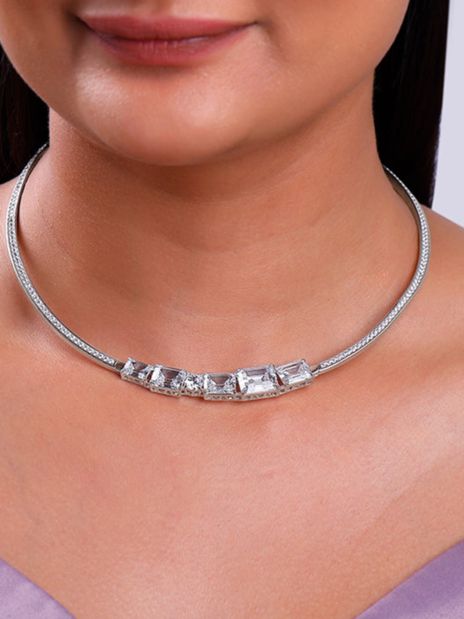 Silver Glam Choker Necklace