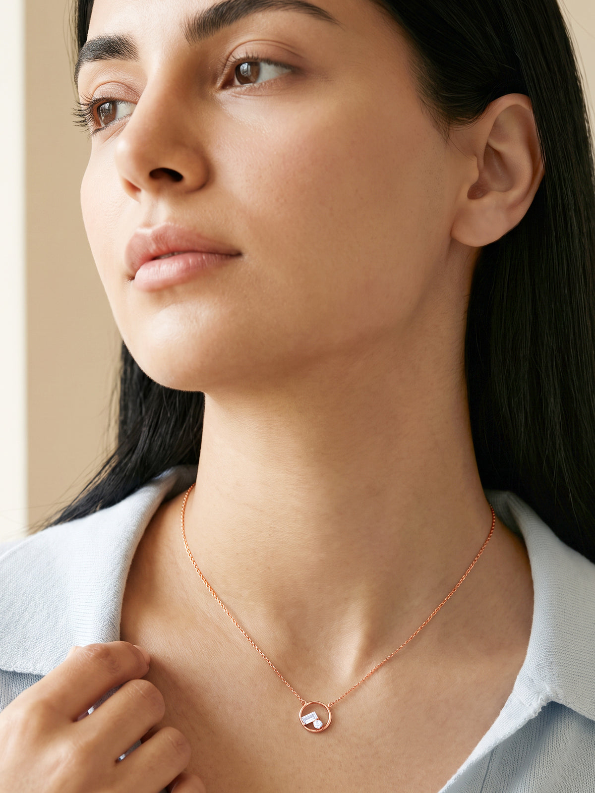 Rose Gold Valeria Circle Necklace