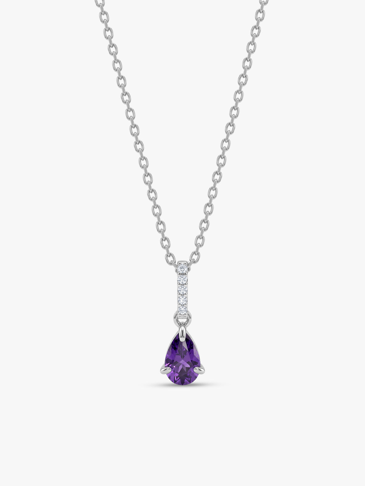 Silver Pear Drip Pendant With Link Chain