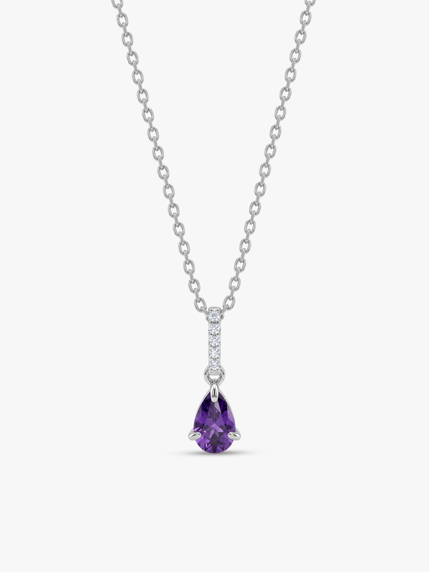 Silver Pear Drip Pendant With Link Chain