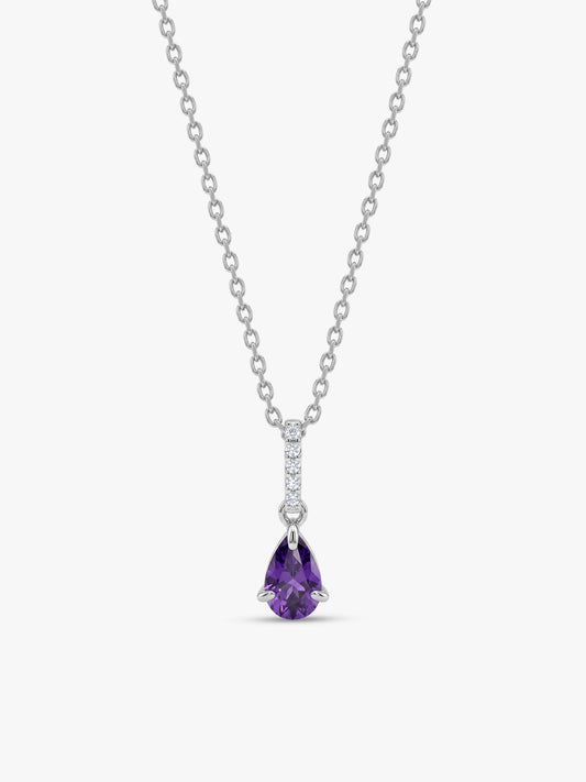 Silver Pear Drip Pendant With Link Chain