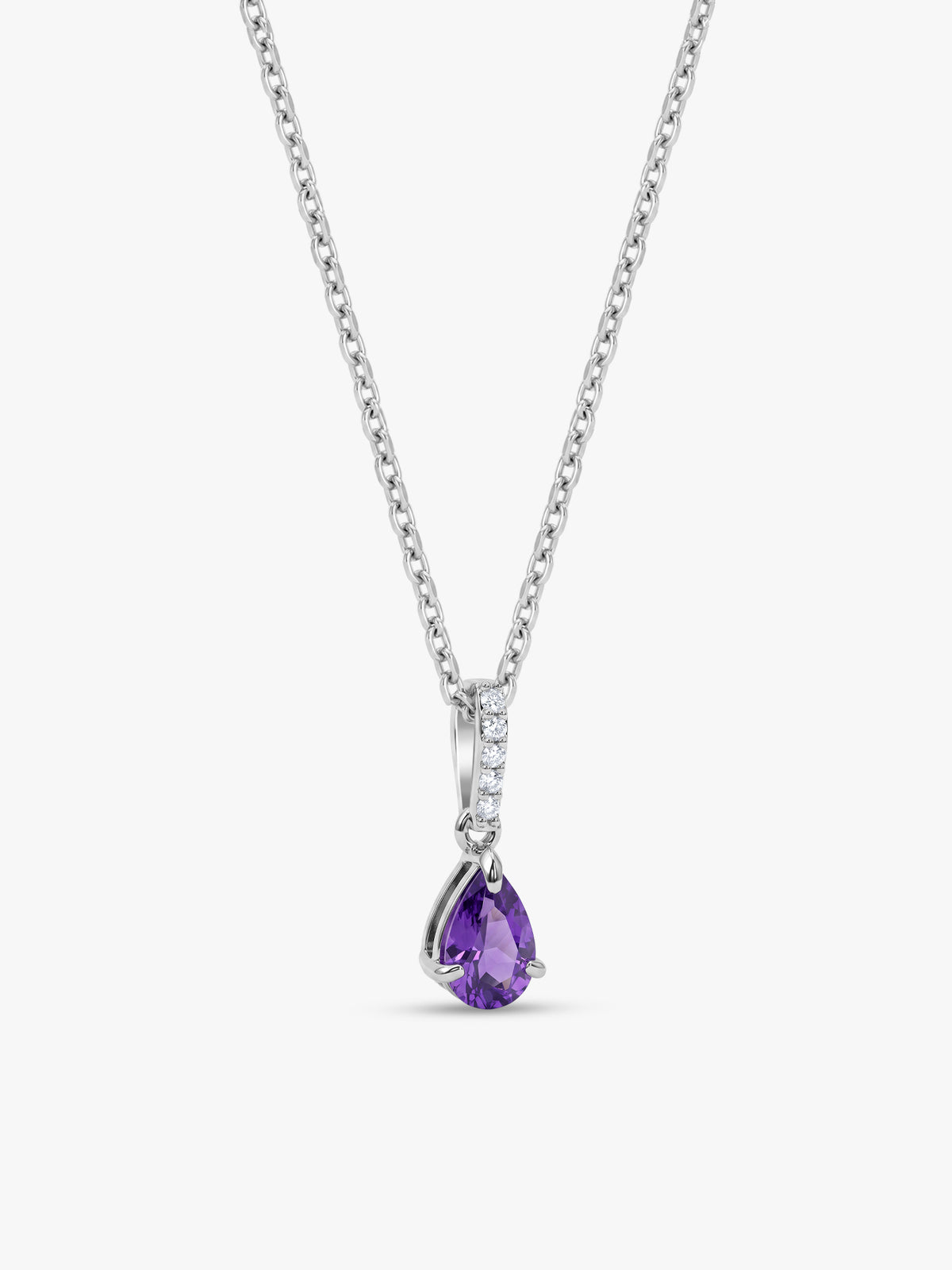 Silver Pear Drip Pendant With Link Chain