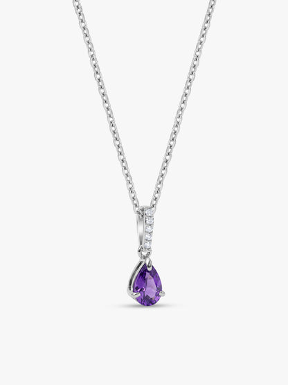 Silver Pear Drip Pendant With Link Chain