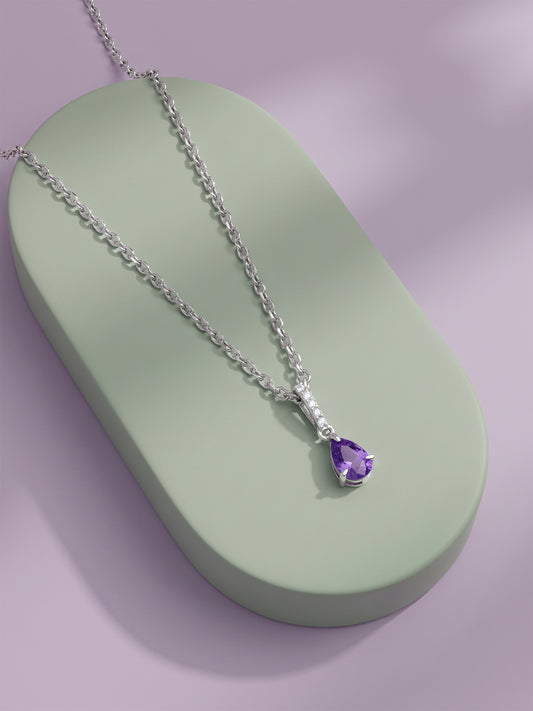 Silver Pear Drip Pendant With Link Chain