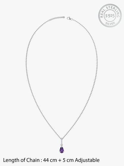 Silver Pear Drip Pendant With Link Chain