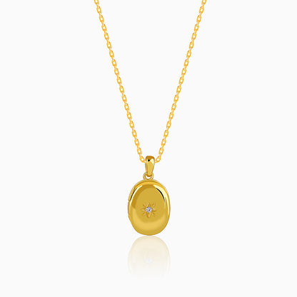Golden Oval Locket Pendant With Link Chain