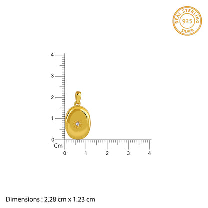 Golden Oval Locket Pendant With Link Chain