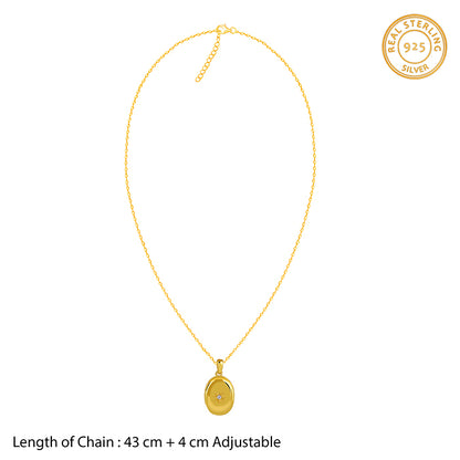 Golden Oval Locket Pendant With Link Chain