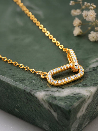 Golden Interlinked Paperclip Necklace