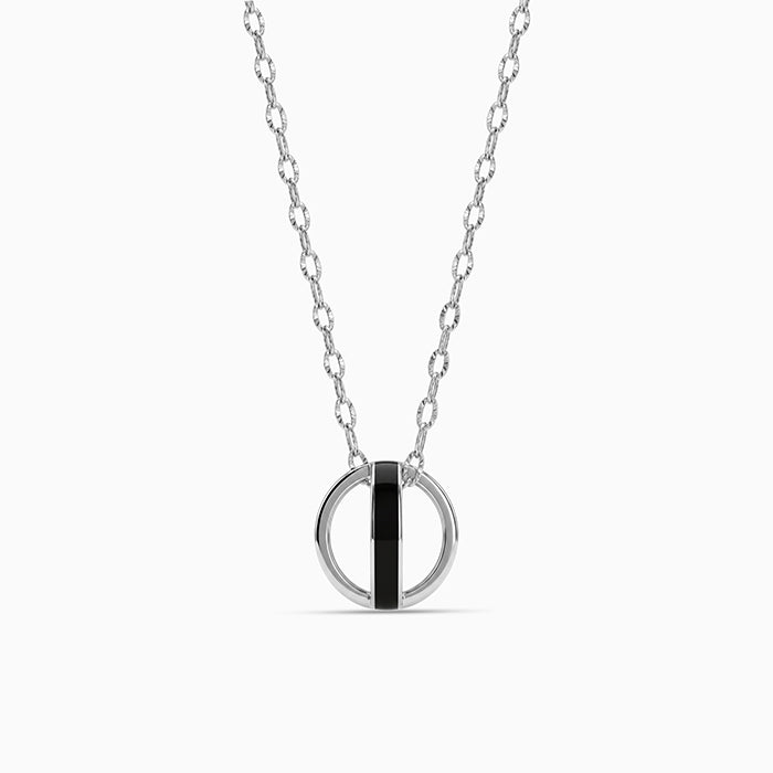 Silver Orbis Hoop Pendant With Link Chain