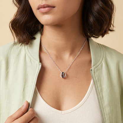 Silver Orbis Hoop Pendant With Link Chain