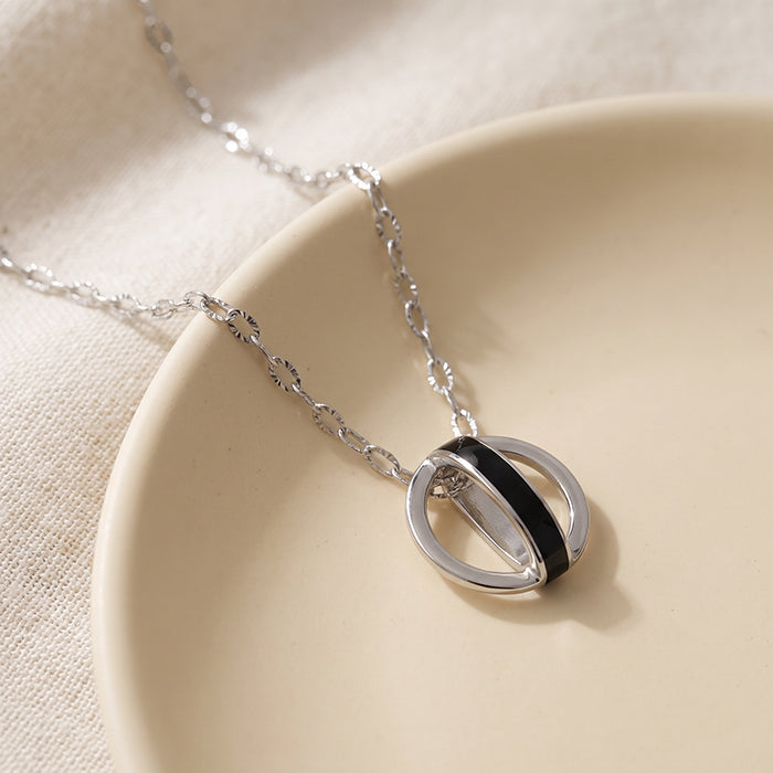 Silver Orbis Hoop Pendant With Link Chain