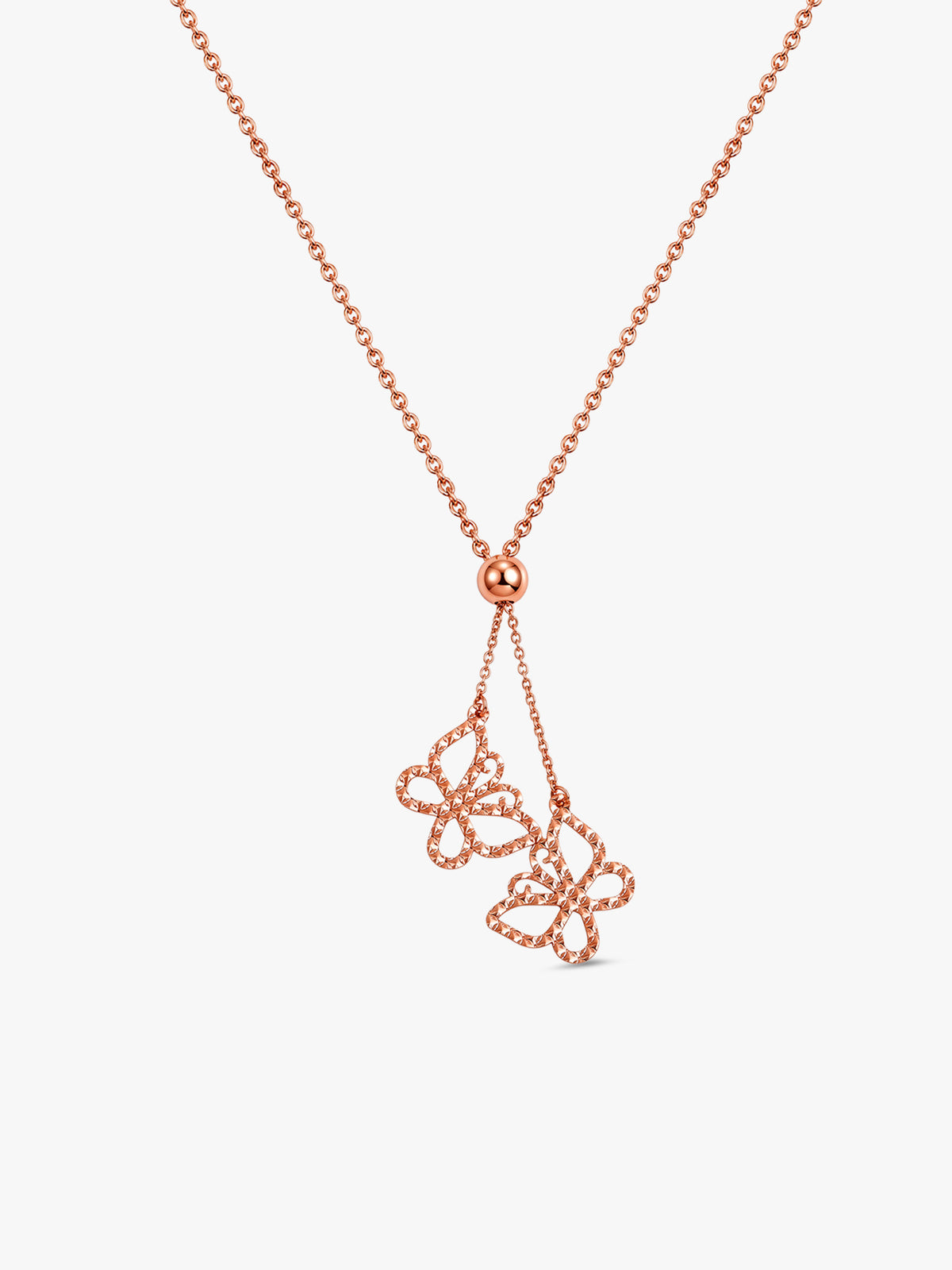 Rose Gold Elegant Flutter Lariat Necklace