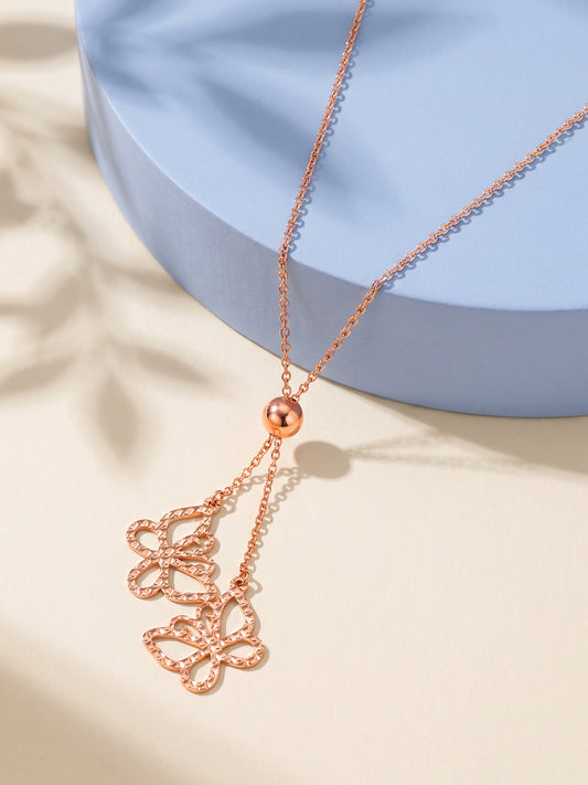 Rose Gold Elegant Flutter Lariat Necklace