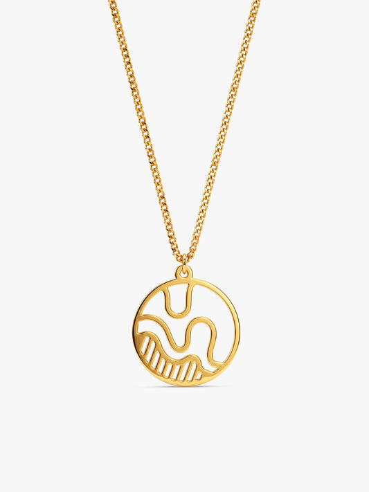 Golden Felicitas Pendant With Link Chain