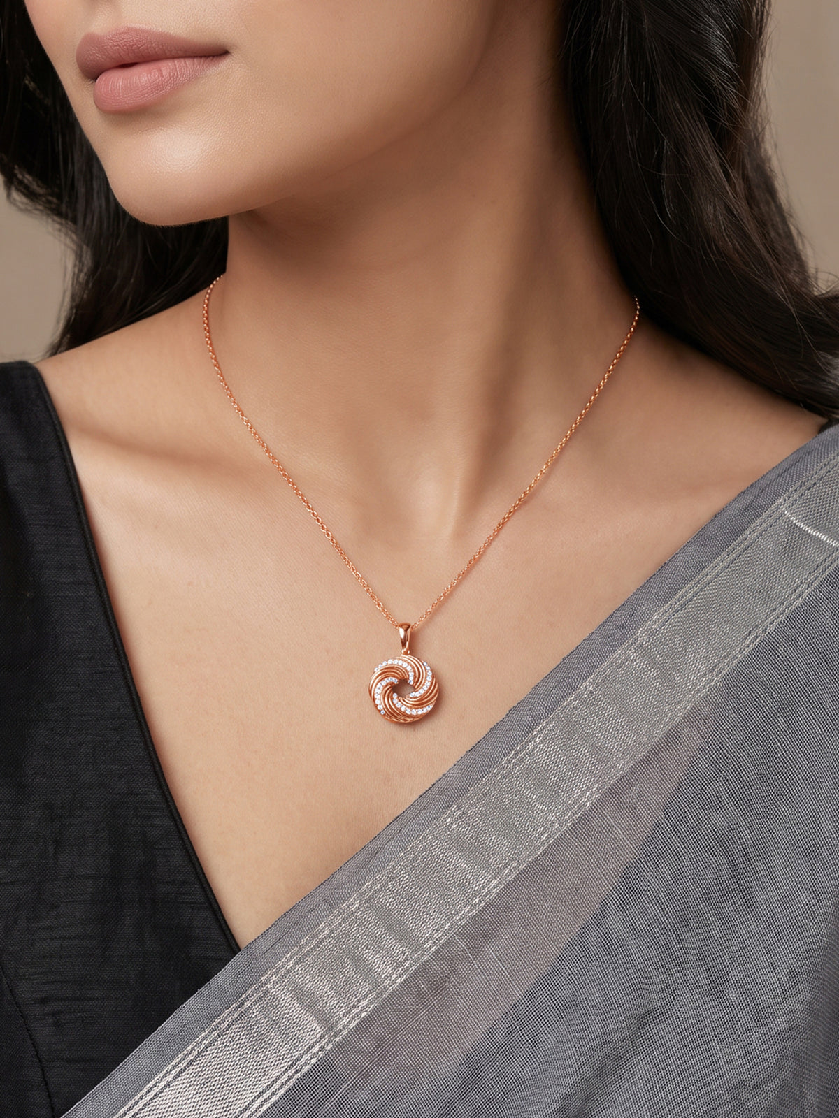 Rose Gold Ione Pendant With Link Chain