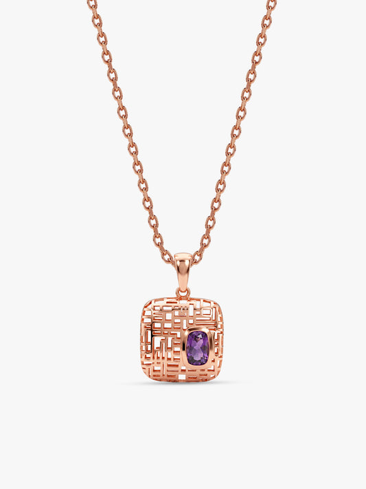 Rose Gold Marcia Pendant With Link Chain