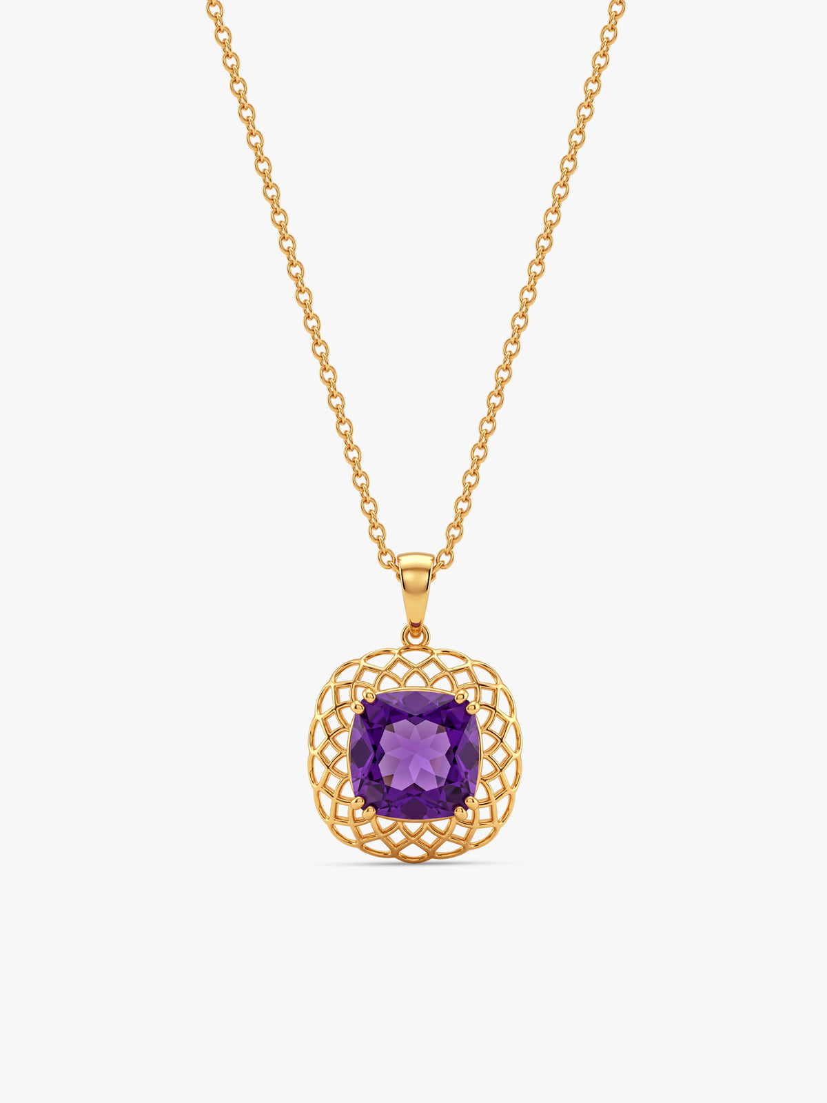 Golden Imperial Violet Pendant With Link Chain