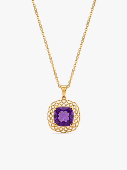 Golden Imperial Violet Pendant With Link Chain