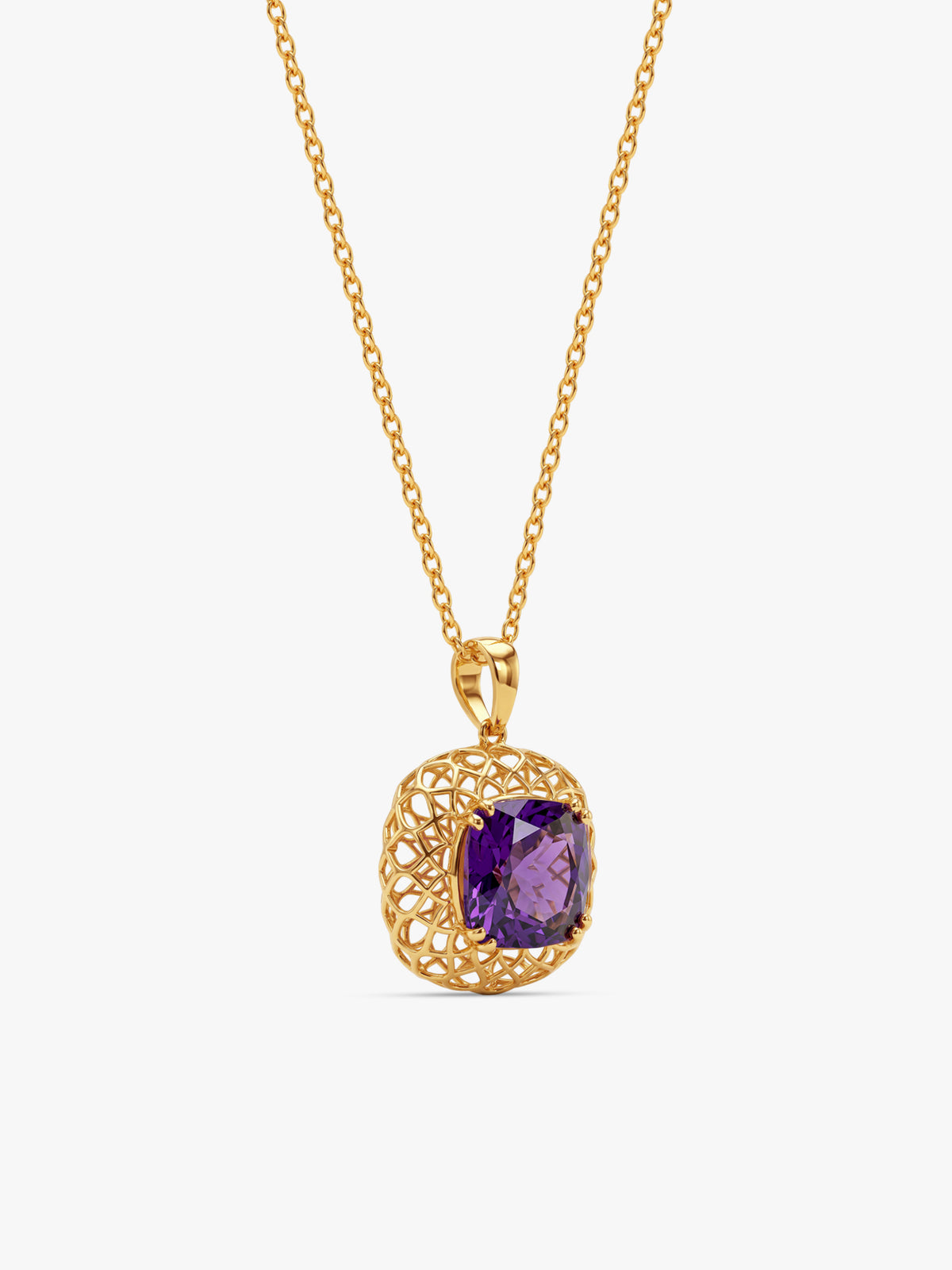 Golden Imperial Violet Pendant With Link Chain