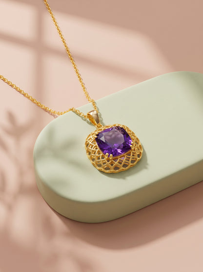 Golden Imperial Violet Pendant With Link Chain
