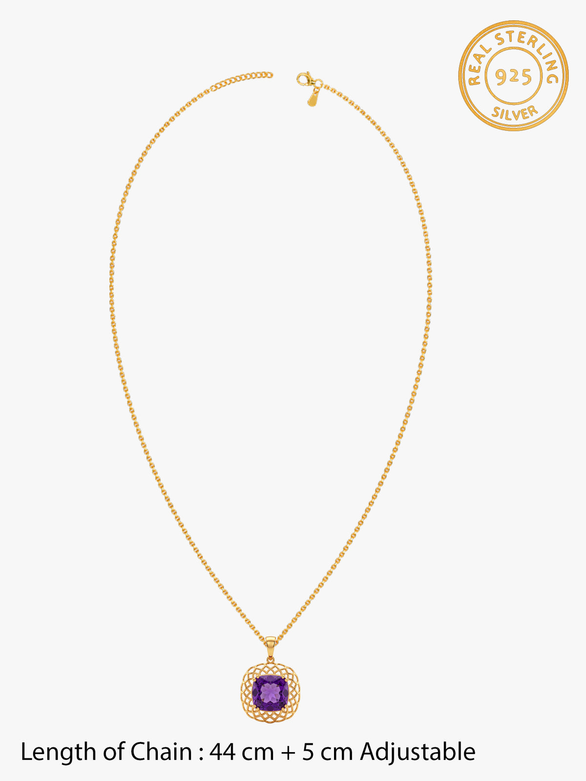 Golden Imperial Violet Pendant With Link Chain