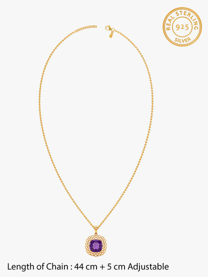 Golden Imperial Violet Pendant With Link Chain