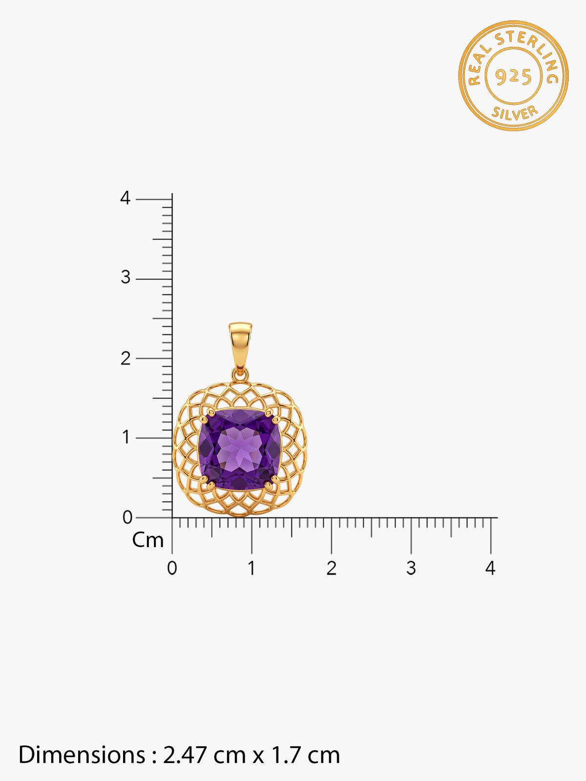 Golden Imperial Violet Pendant With Link Chain